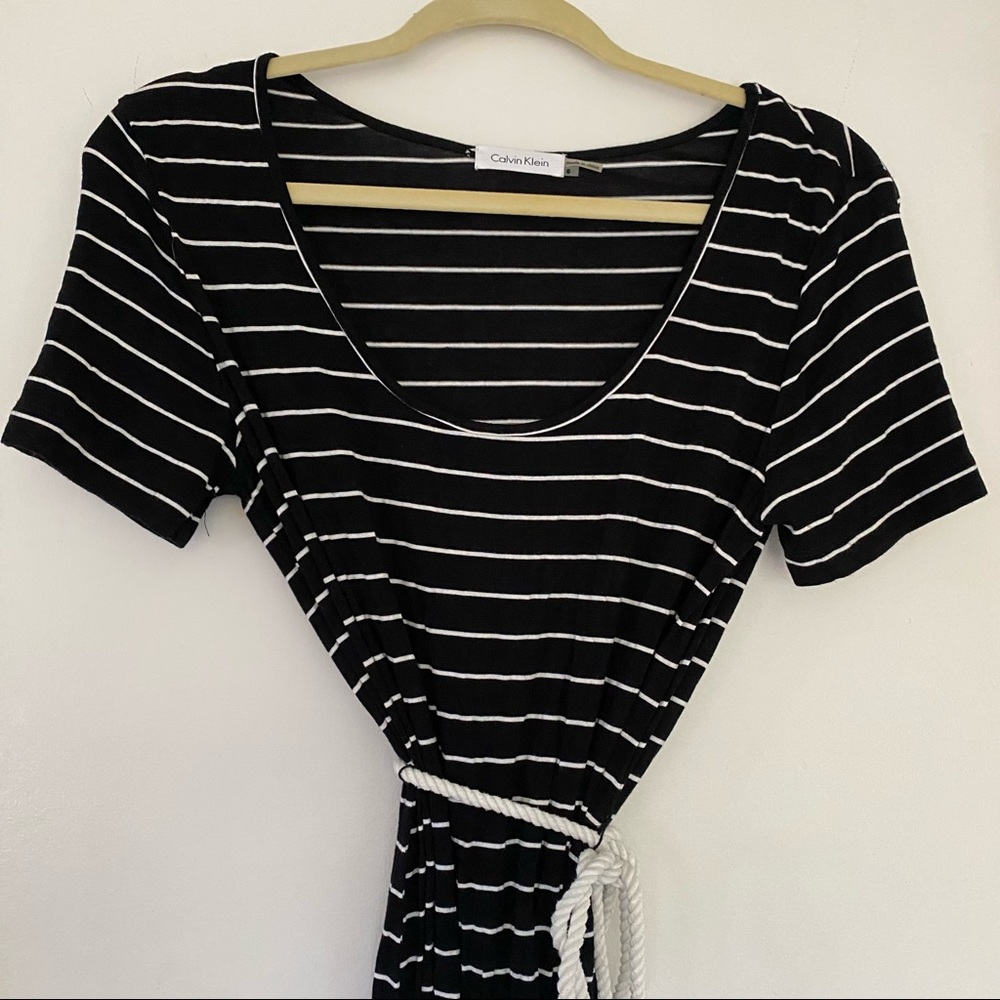Calvin Klein Stripped Black/White Dress Rope Belt